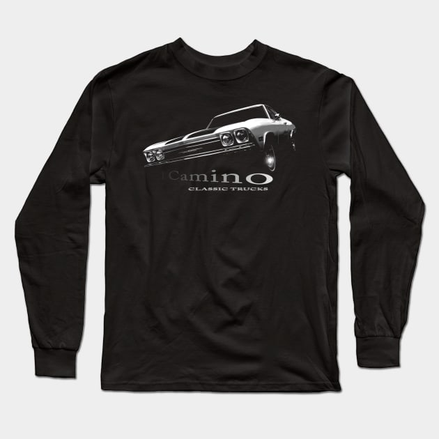 1968 El Camino, Chevrolet, black shirt Long Sleeve T-Shirt by hottehue